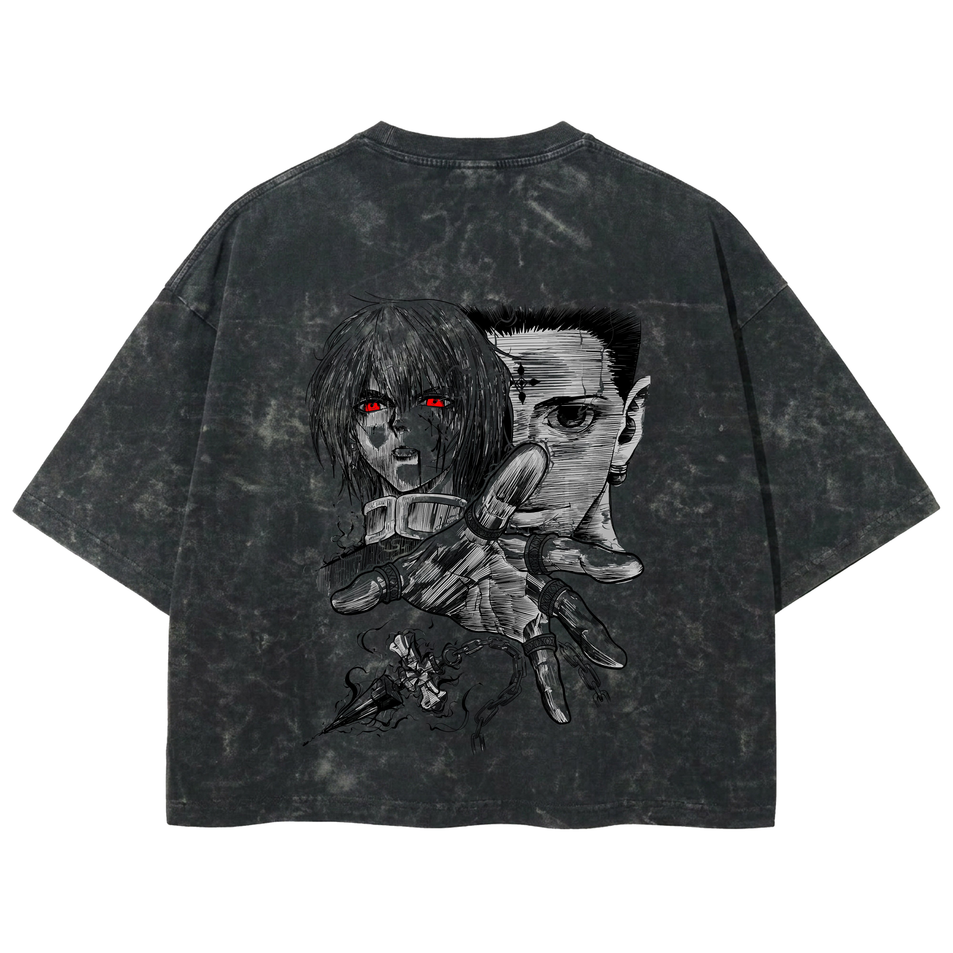 Playera streetwear premium de anime y gaming ExtraLife MX, corte boxy deluxe mineral wash heavyweight en color Acid Wash, moda urbana mexicana de culto.