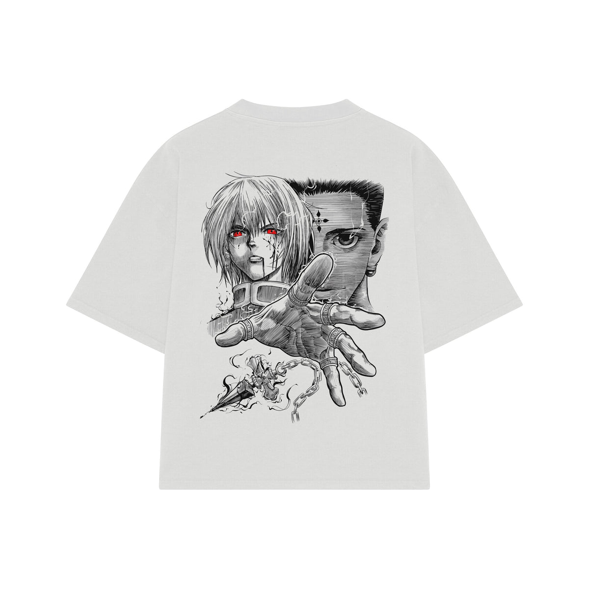 Playera streetwear premium de anime y gaming ExtraLife MX, corte oversized drop shoulder ligero y fresco en color Deep Black y Off-White, moda urbana mexicana de culto.