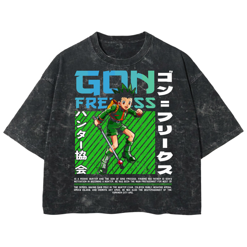 Playera streetwear premium de anime y gaming ExtraLife MX, corte boxy deluxe mineral wash heavyweight en color Acid Wash, moda urbana mexicana de culto.