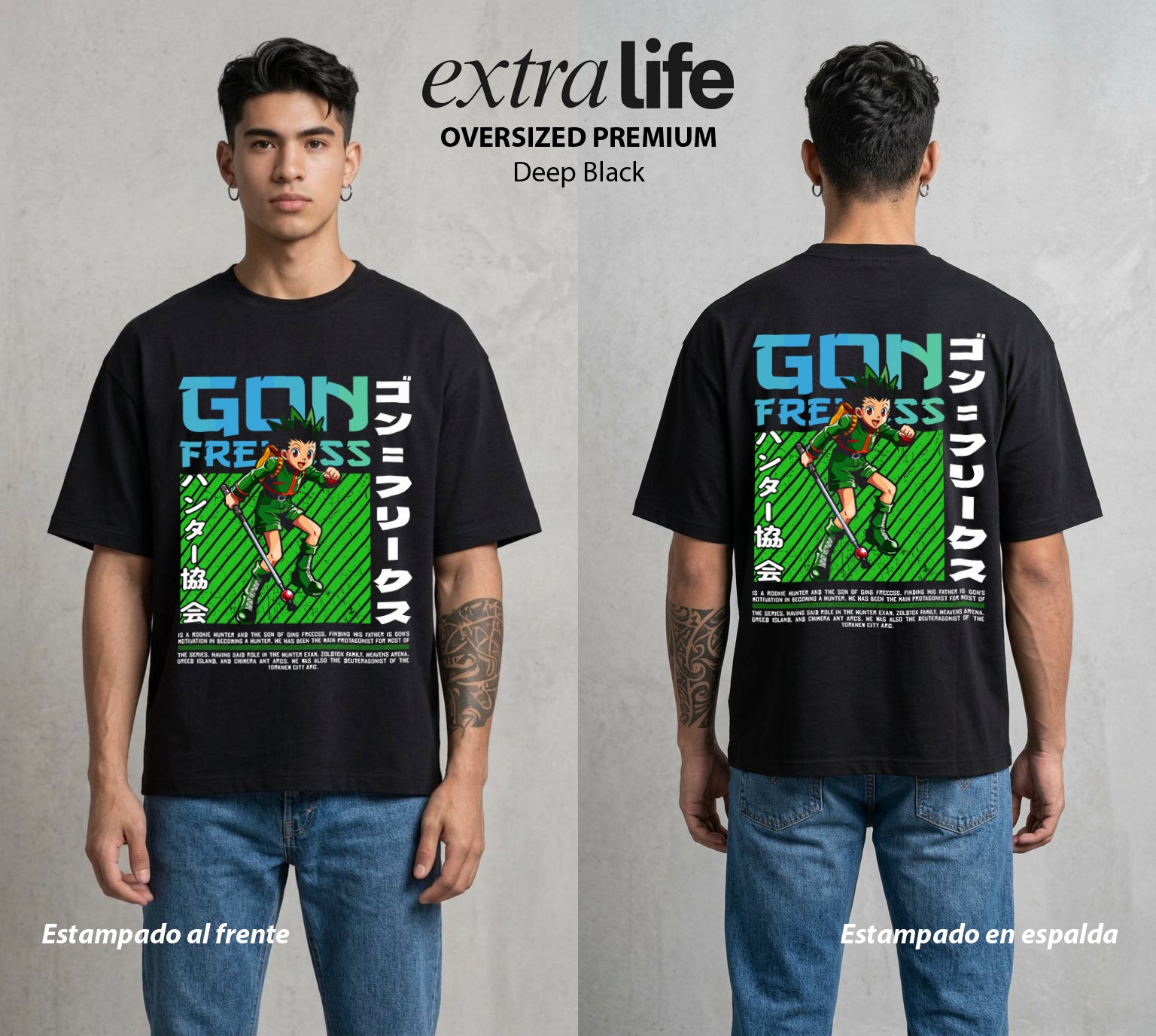 La Prueba del Cazador | Legado del Cazador #04782 - Playera Oversized Premium | Deep Black - Foto en modelo