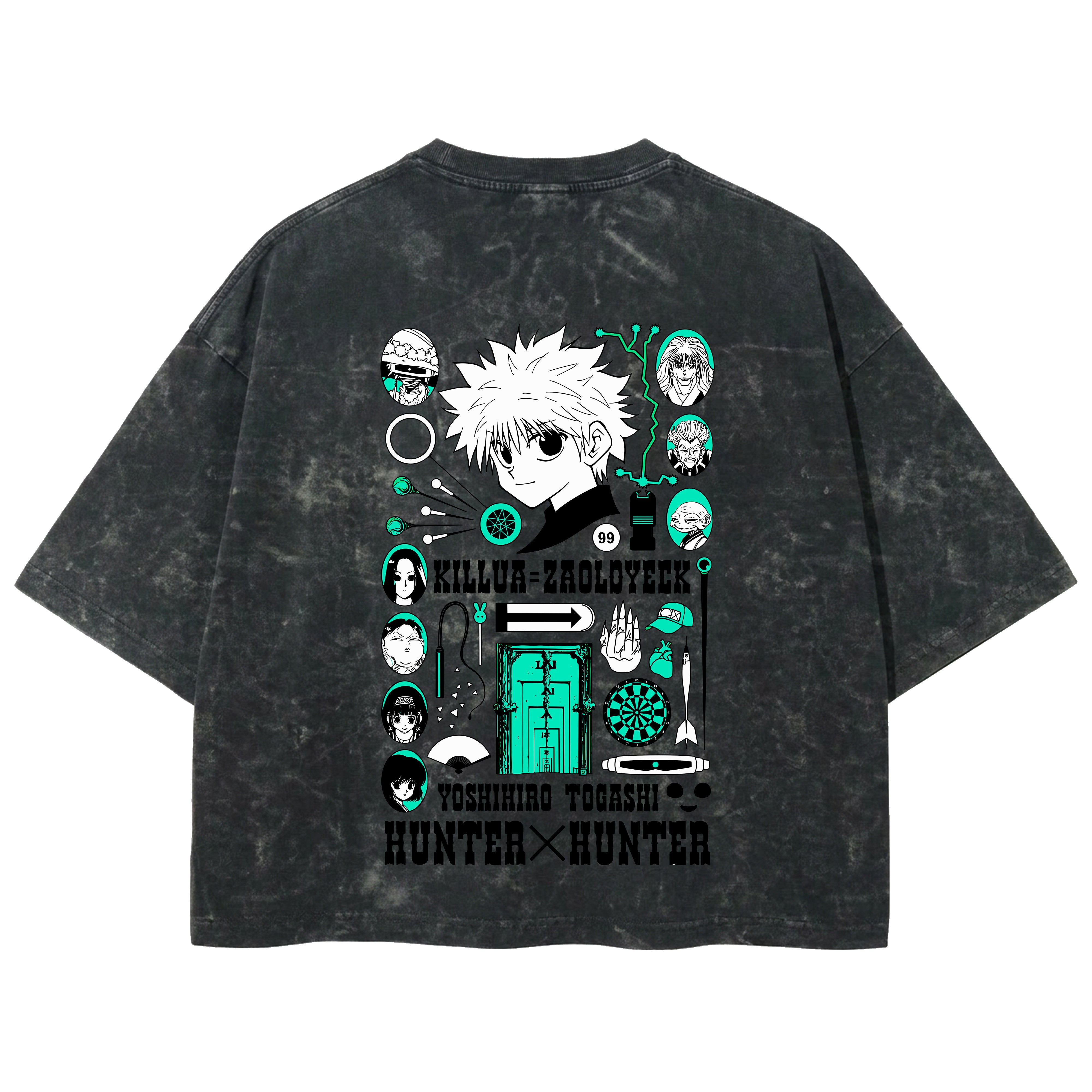 Playera streetwear premium de anime y gaming ExtraLife MX, corte boxy deluxe mineral wash heavyweight en color Acid Wash, moda urbana mexicana de culto.
