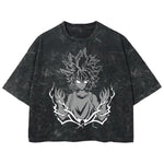 Playera streetwear premium de anime y gaming ExtraLife MX, corte boxy deluxe mineral wash heavyweight en color Acid Wash, moda urbana mexicana de culto.