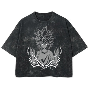 Playera streetwear premium de anime y gaming ExtraLife MX, corte boxy deluxe mineral wash heavyweight en color Acid Wash, moda urbana mexicana de culto.