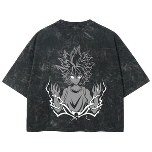 Playera streetwear premium de anime y gaming ExtraLife MX, corte boxy deluxe mineral wash heavyweight en color Acid Wash, moda urbana mexicana de culto.