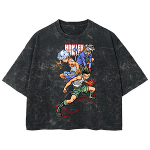 Playera streetwear premium de anime y gaming ExtraLife MX, corte boxy deluxe mineral wash heavyweight en color Acid Wash, moda urbana mexicana de culto.