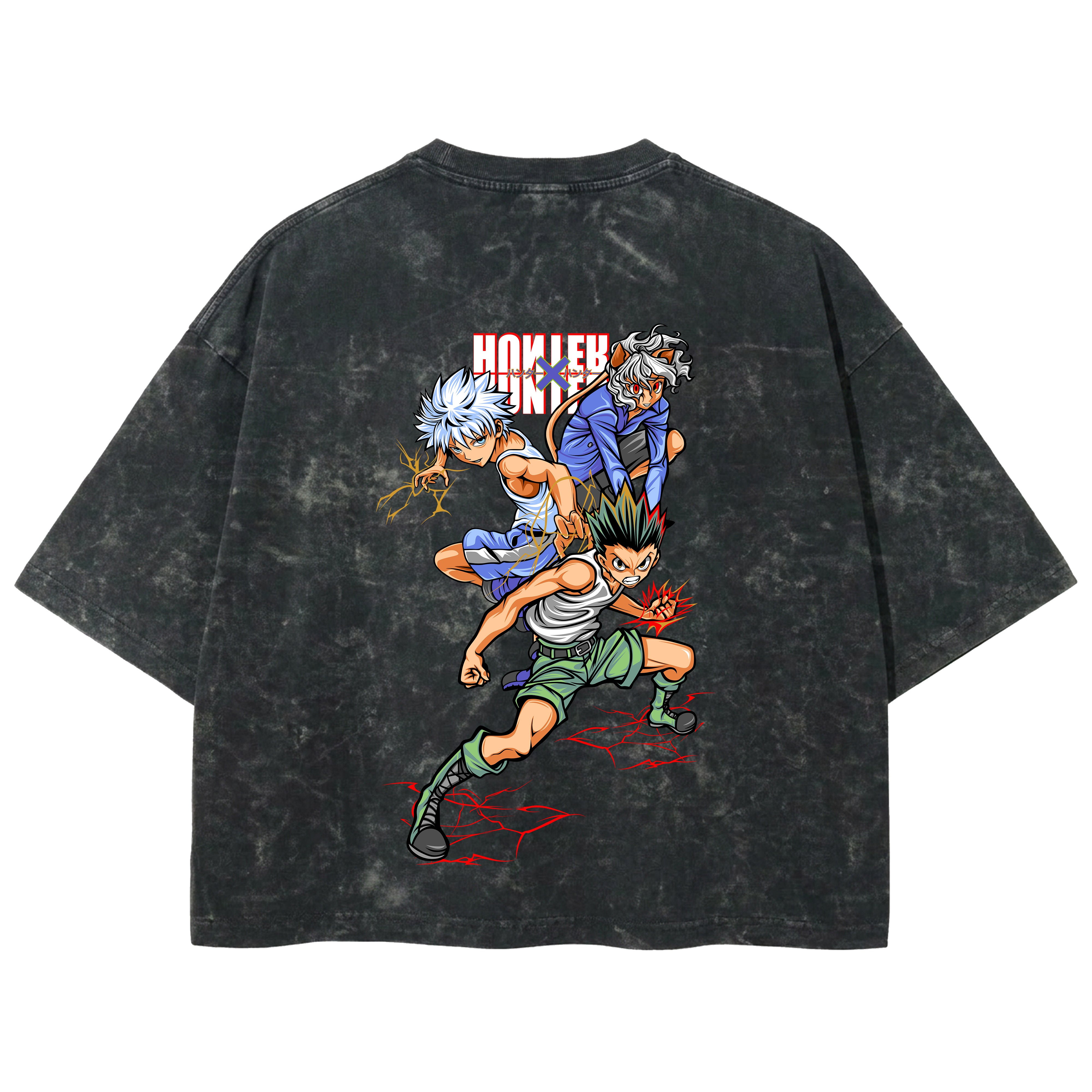 Playera streetwear premium de anime y gaming ExtraLife MX, corte boxy deluxe mineral wash heavyweight en color Acid Wash, moda urbana mexicana de culto.