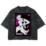 Playera streetwear premium de anime y gaming ExtraLife MX, corte boxy deluxe mineral wash heavyweight en color Acid Wash, moda urbana mexicana de culto.
