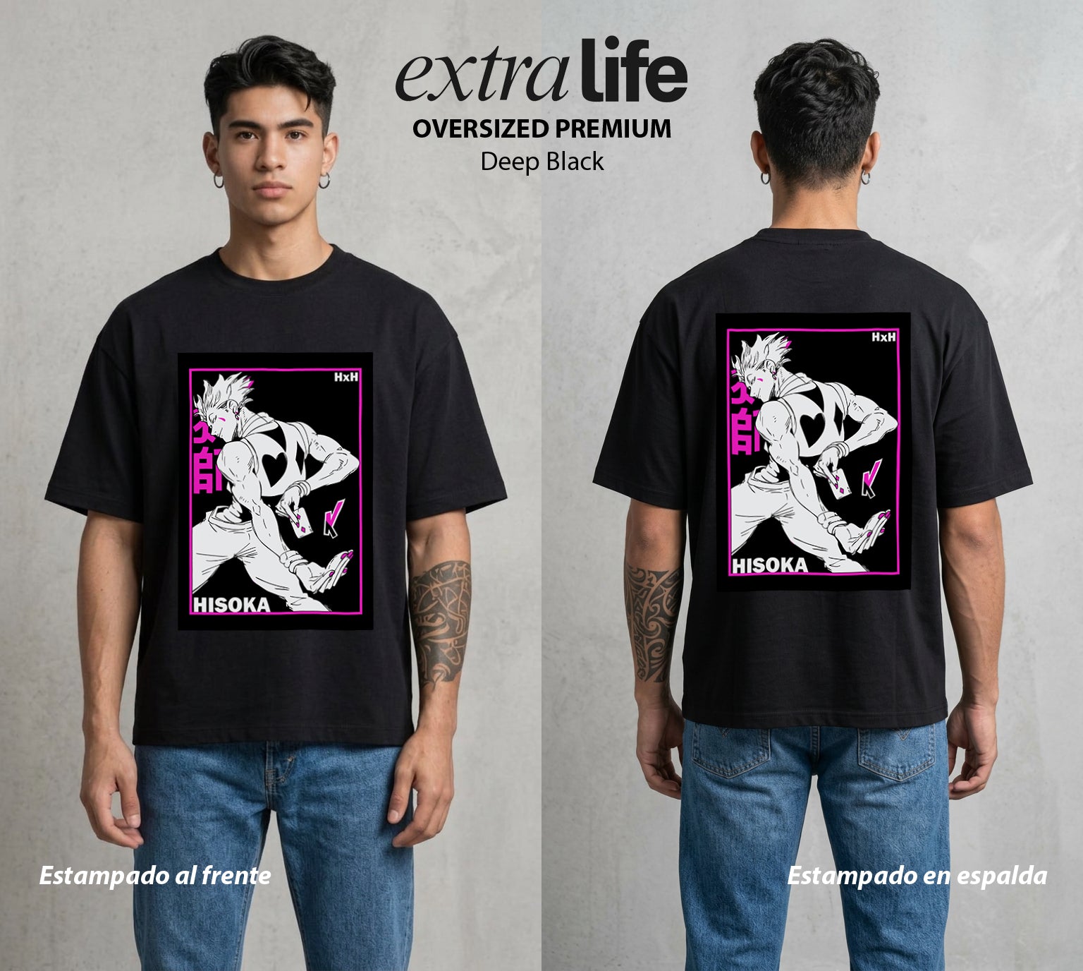 La Prueba del Cazador | Mago Sangriento #04787 - Playera Oversized Premium | Deep Black - Foto en modelo