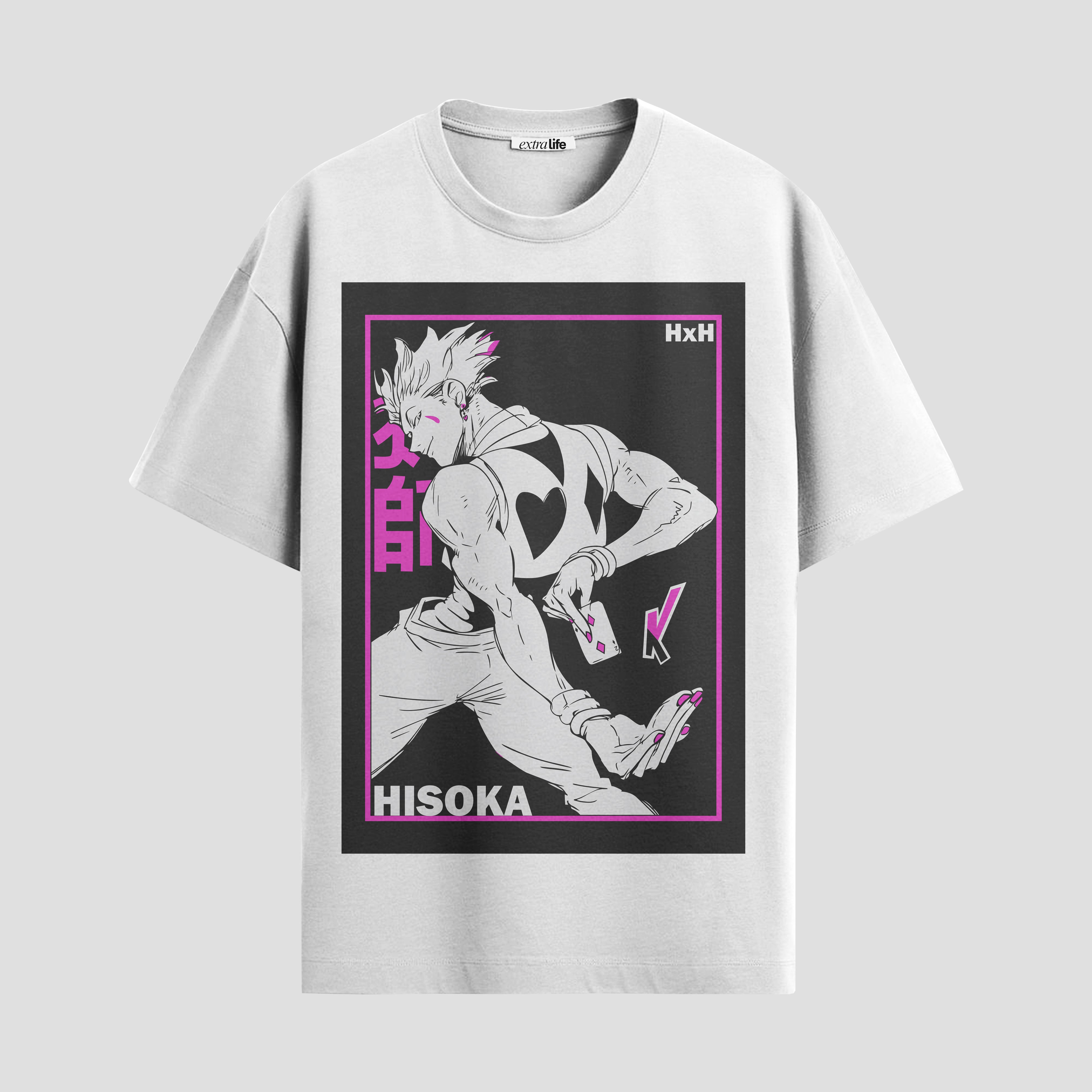 Playera urbana de anime y gaming ExtraLife MX, corte Standard Fit unisex ligero y transpirable en color Deep Black y Pure White, ropa de uso diario para gym y casual.