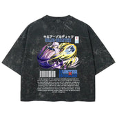 Playera streetwear premium de anime y gaming ExtraLife MX, corte boxy deluxe mineral wash heavyweight en color Acid Wash, moda urbana mexicana de culto.