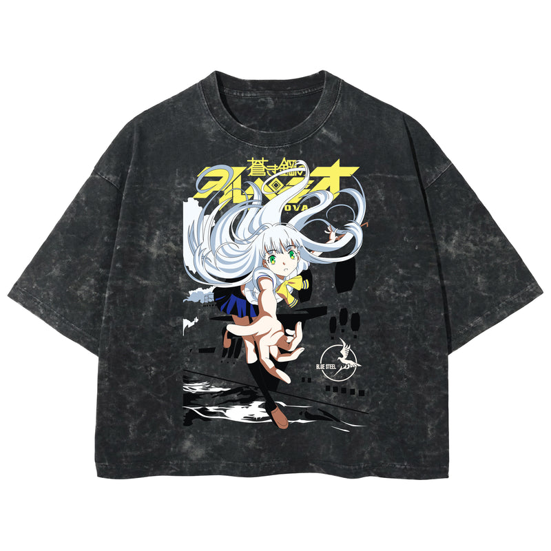 Playera streetwear premium de anime y gaming ExtraLife MX, corte boxy deluxe mineral wash heavyweight en color Acid Wash, moda urbana mexicana de culto.