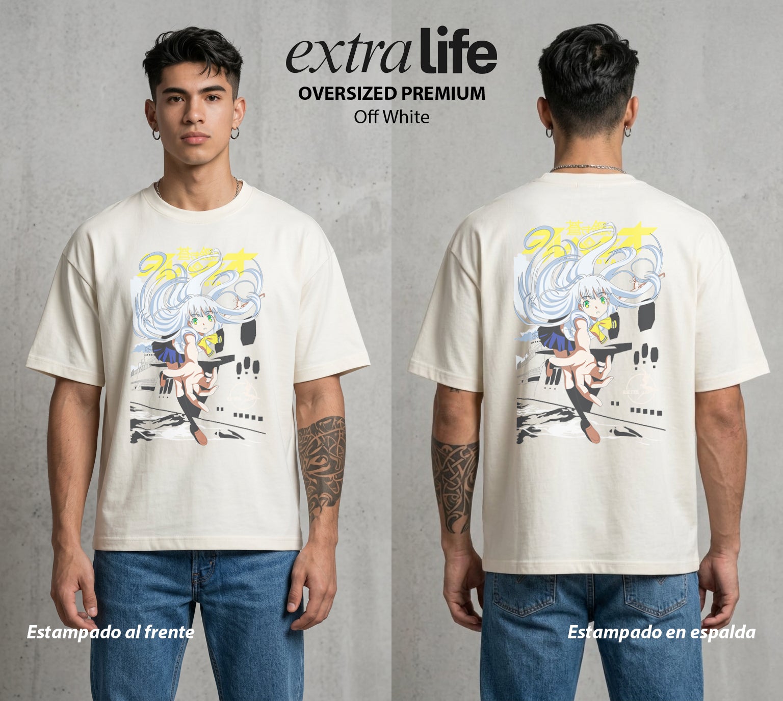El Submarino del Futuro | Casco de Niebla #04792 - Playera Oversized Premium | Off White - Foto en modelo