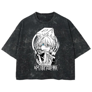Playera streetwear premium de anime y gaming ExtraLife MX, corte boxy deluxe mineral wash heavyweight en color Acid Wash, moda urbana mexicana de culto.