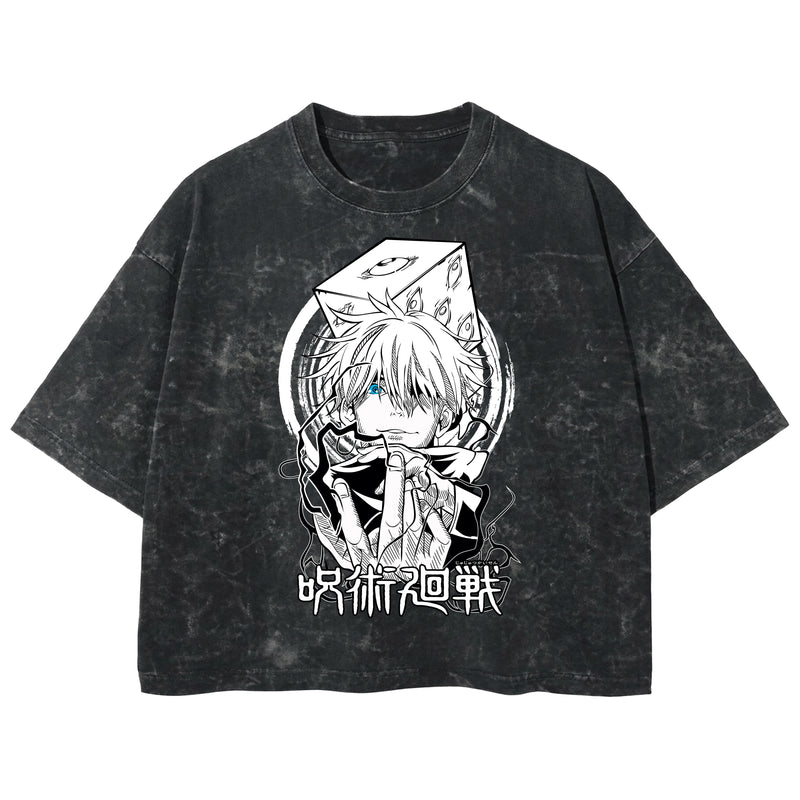 Playera streetwear premium de anime y gaming ExtraLife MX, corte boxy deluxe mineral wash heavyweight en color Acid Wash, moda urbana mexicana de culto.