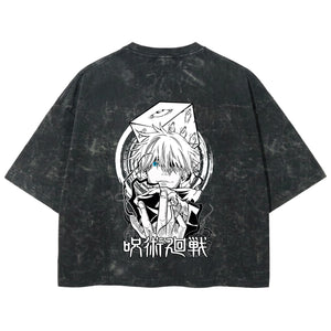 Playera streetwear premium de anime y gaming ExtraLife MX, corte boxy deluxe mineral wash heavyweight en color Acid Wash, moda urbana mexicana de culto.