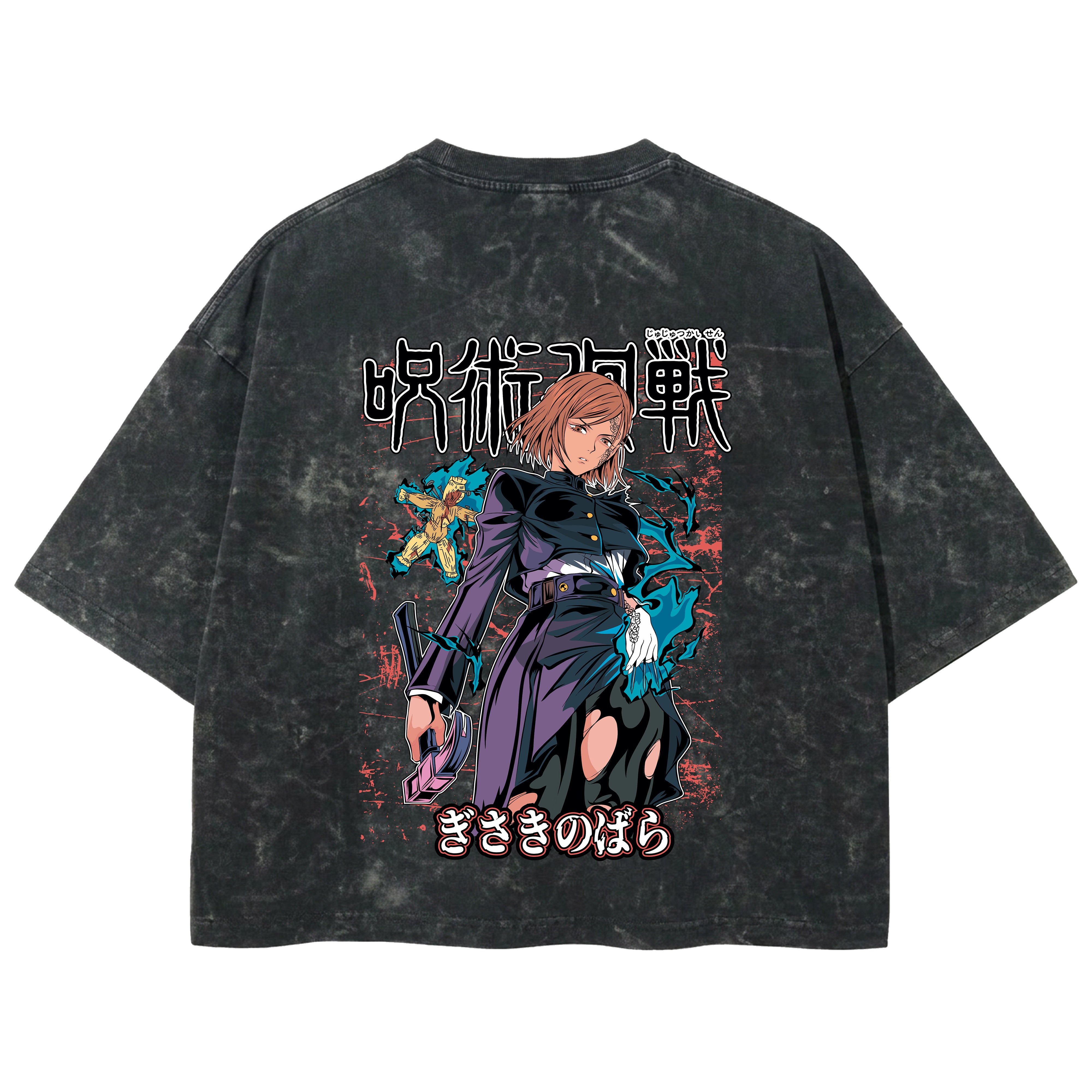 Playera streetwear premium de anime y gaming ExtraLife MX, corte boxy deluxe mineral wash heavyweight en color Acid Wash, moda urbana mexicana de culto.
