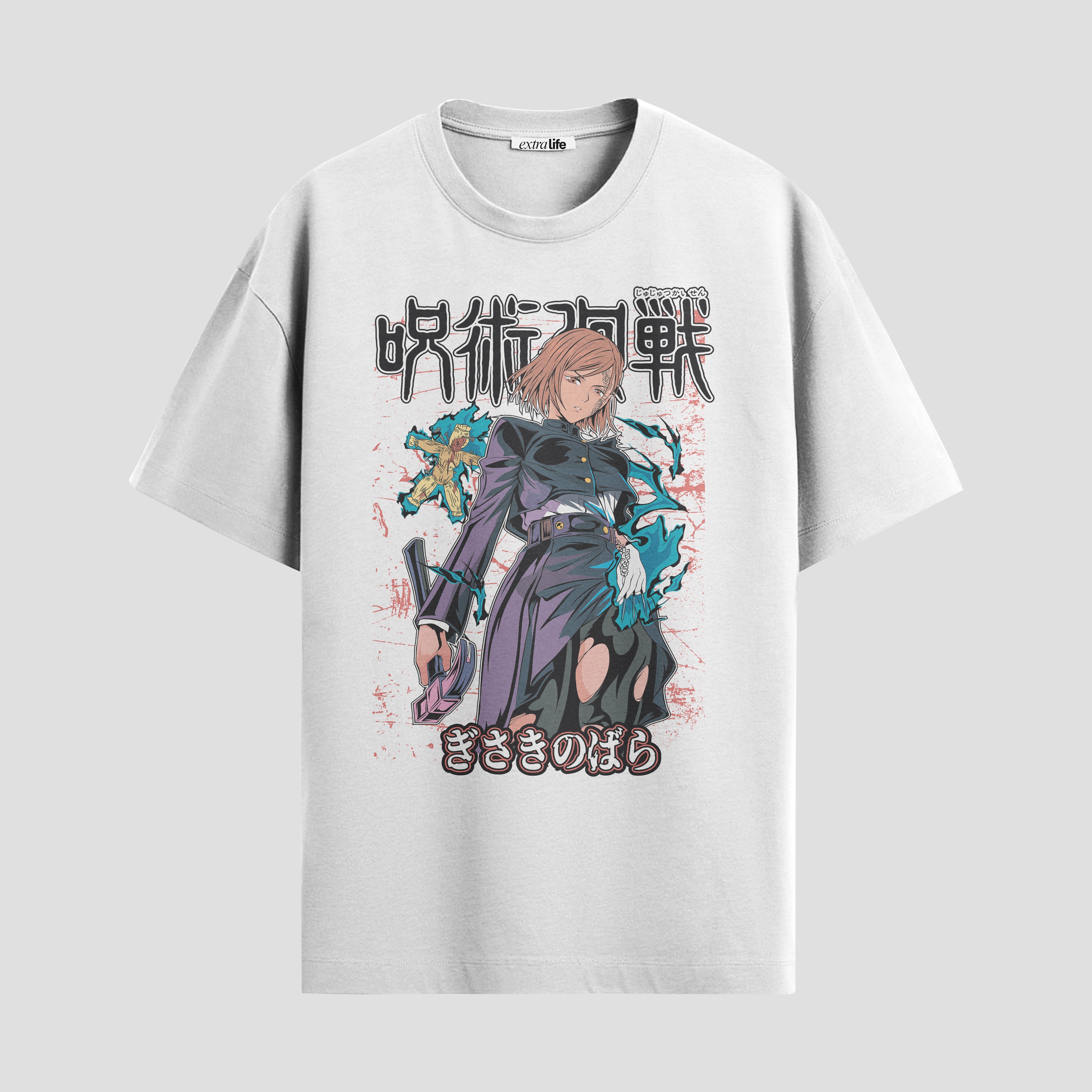 Playera urbana de anime y gaming ExtraLife MX, corte Standard Fit unisex ligero y transpirable en color Deep Black y Pure White, ropa de uso diario para gym y casual.