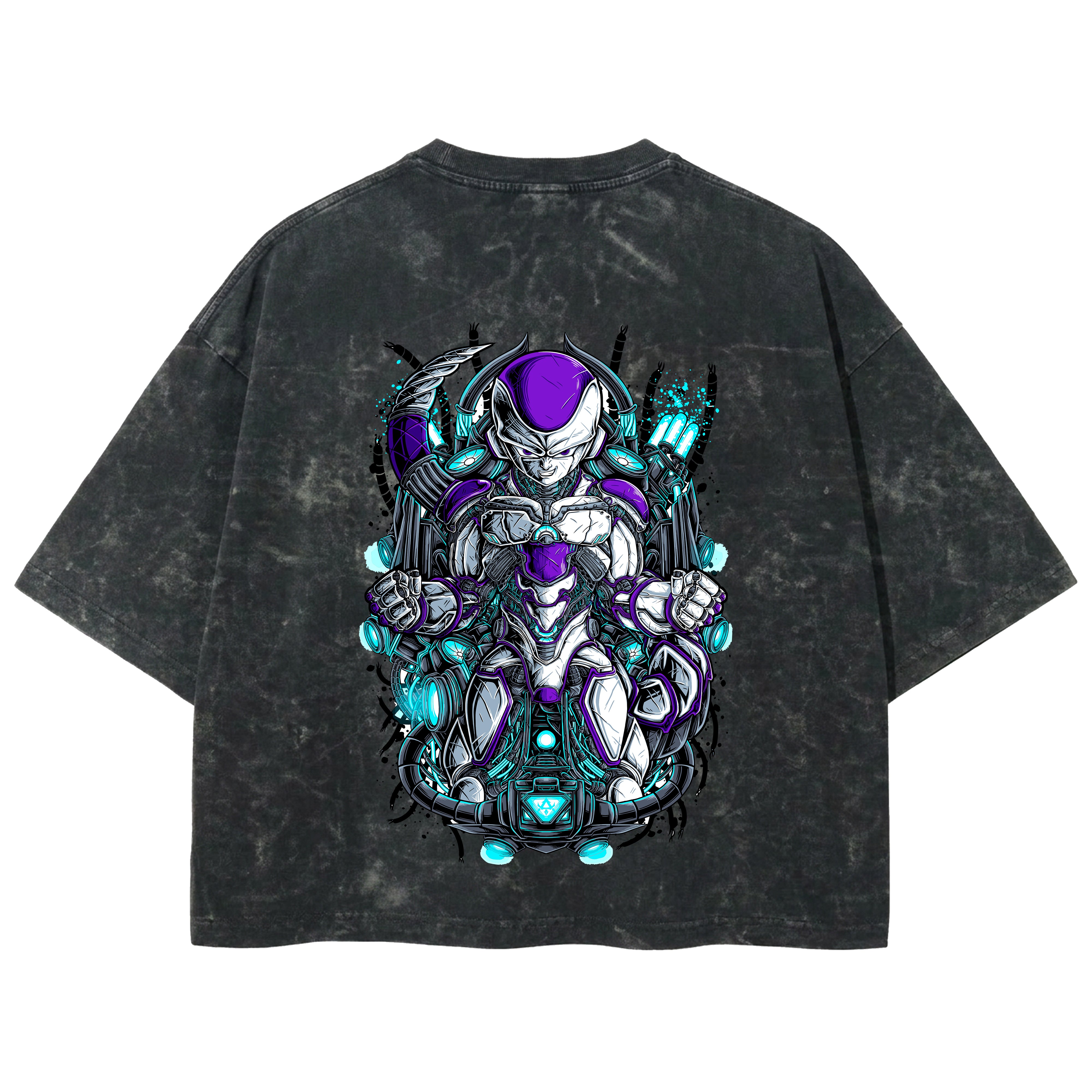 Playera streetwear premium de anime y gaming ExtraLife MX, corte boxy deluxe mineral wash heavyweight en color Acid Wash, moda urbana mexicana de culto.