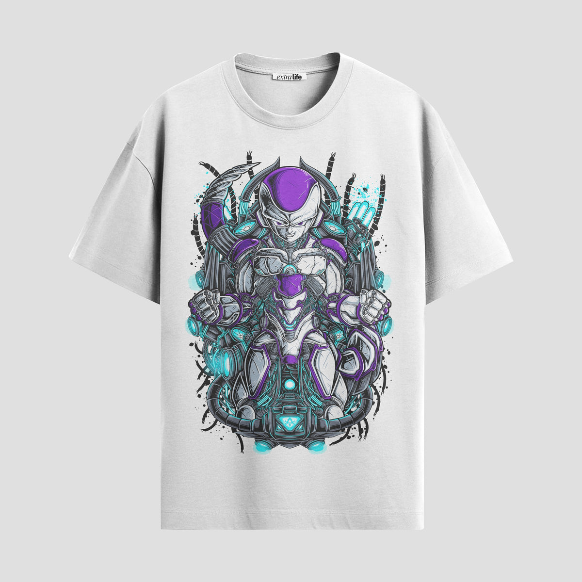 Playera urbana de anime y gaming ExtraLife MX, corte Classic Premium unisex ligero y transpirable en color Deep Black y Pure White, ropa de uso diario para gym y casual.