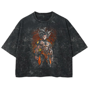 Playera streetwear premium de anime y gaming ExtraLife MX, corte boxy deluxe mineral wash heavyweight en color Acid Wash, moda urbana mexicana de culto.
