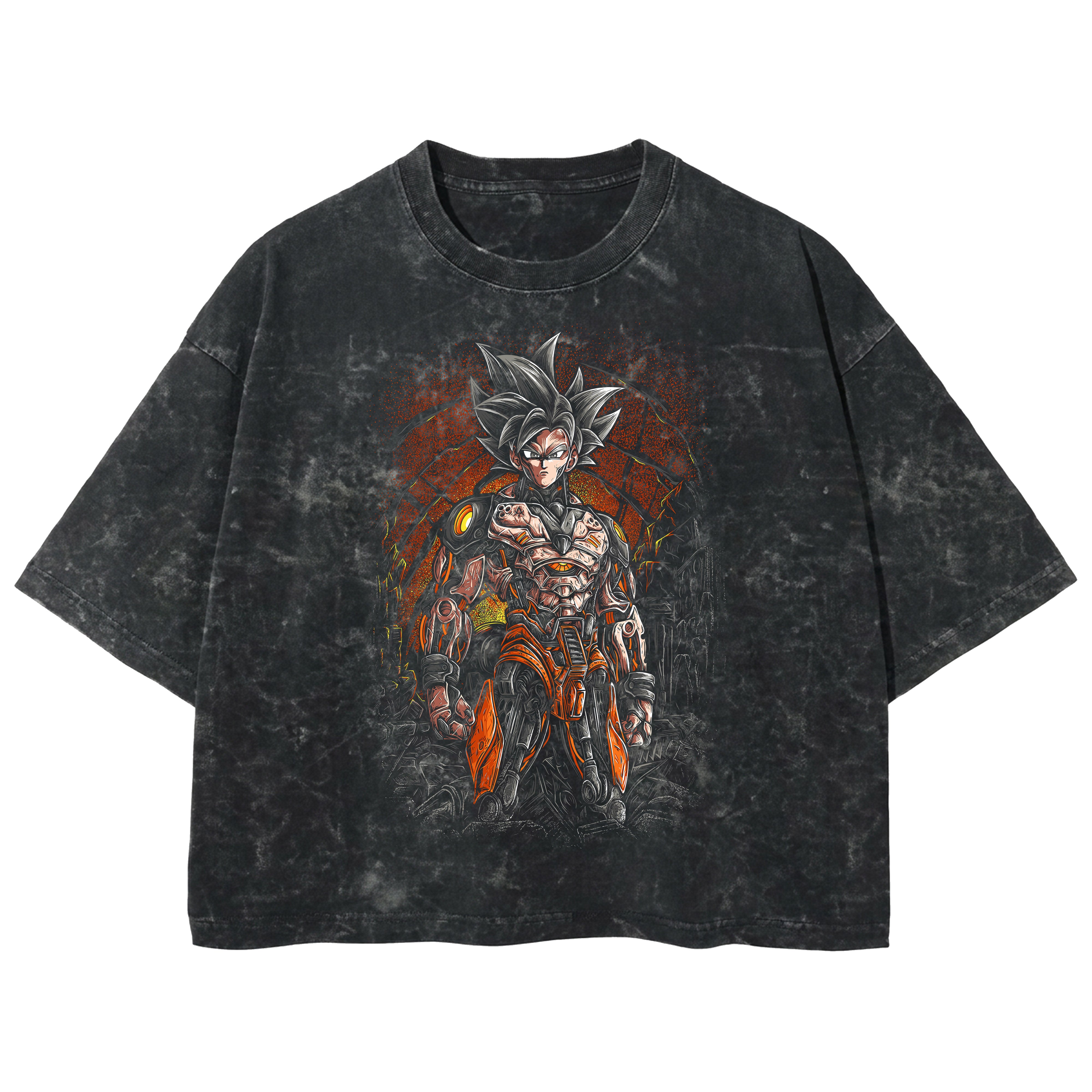 Playera streetwear premium de anime y gaming ExtraLife MX, corte boxy deluxe mineral wash heavyweight en color Acid Wash, moda urbana mexicana de culto.