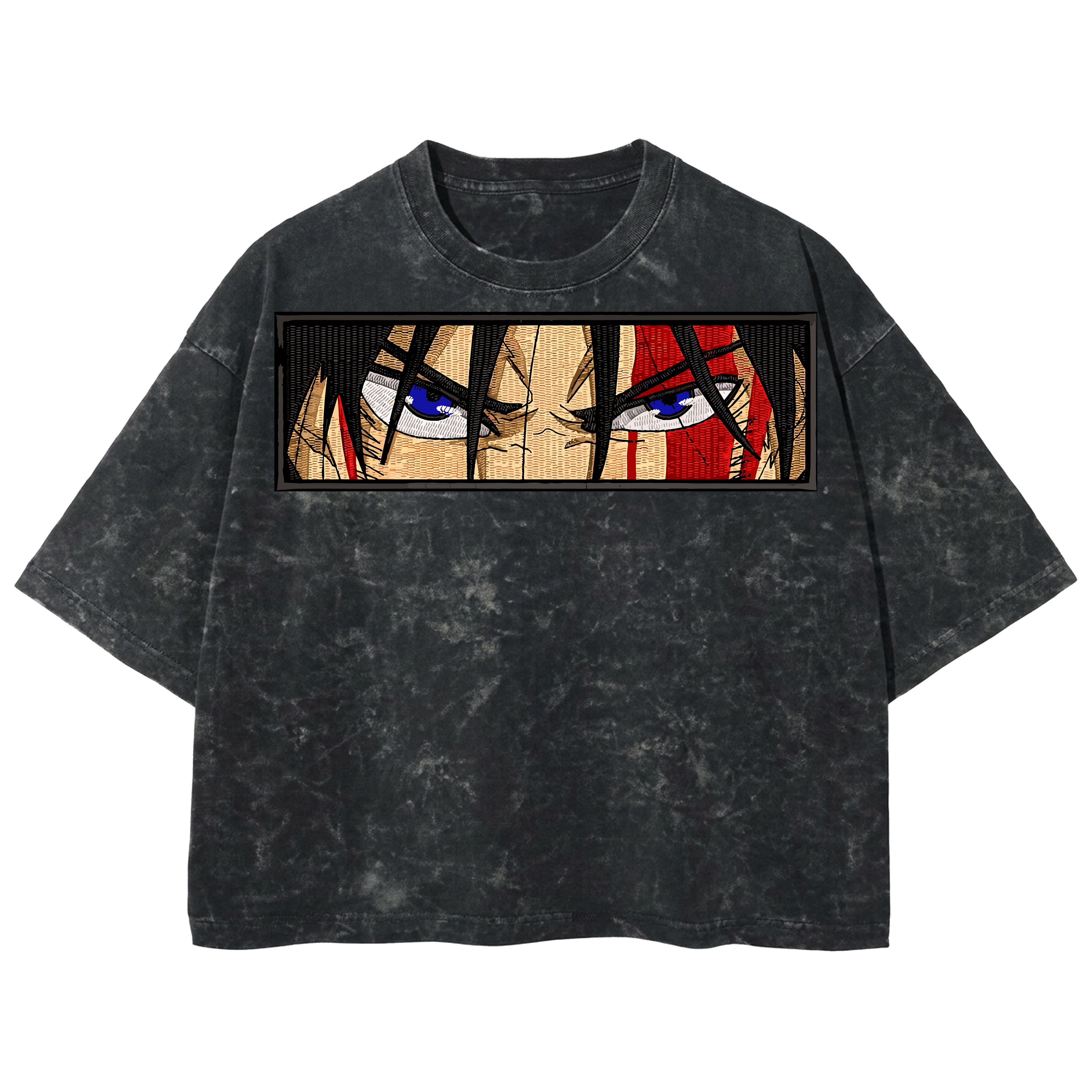 Playera streetwear premium de anime y gaming ExtraLife MX, corte boxy deluxe mineral wash heavyweight en color Acid Wash, moda urbana mexicana de culto.