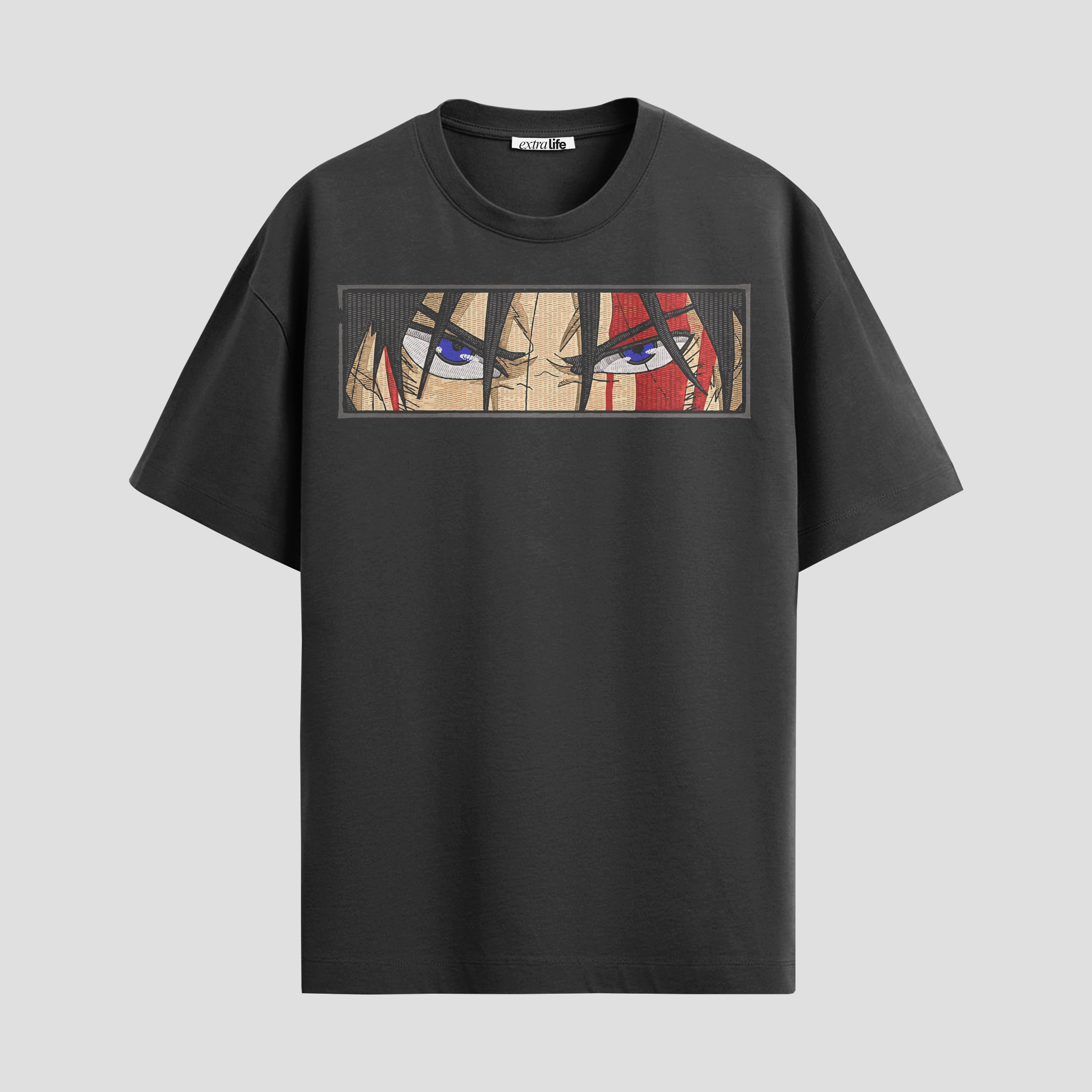 Playera urbana de anime y gaming ExtraLife MX, corte Standard Fit unisex ligero y transpirable en color Deep Black y Pure White, ropa de uso diario para gym y casual.