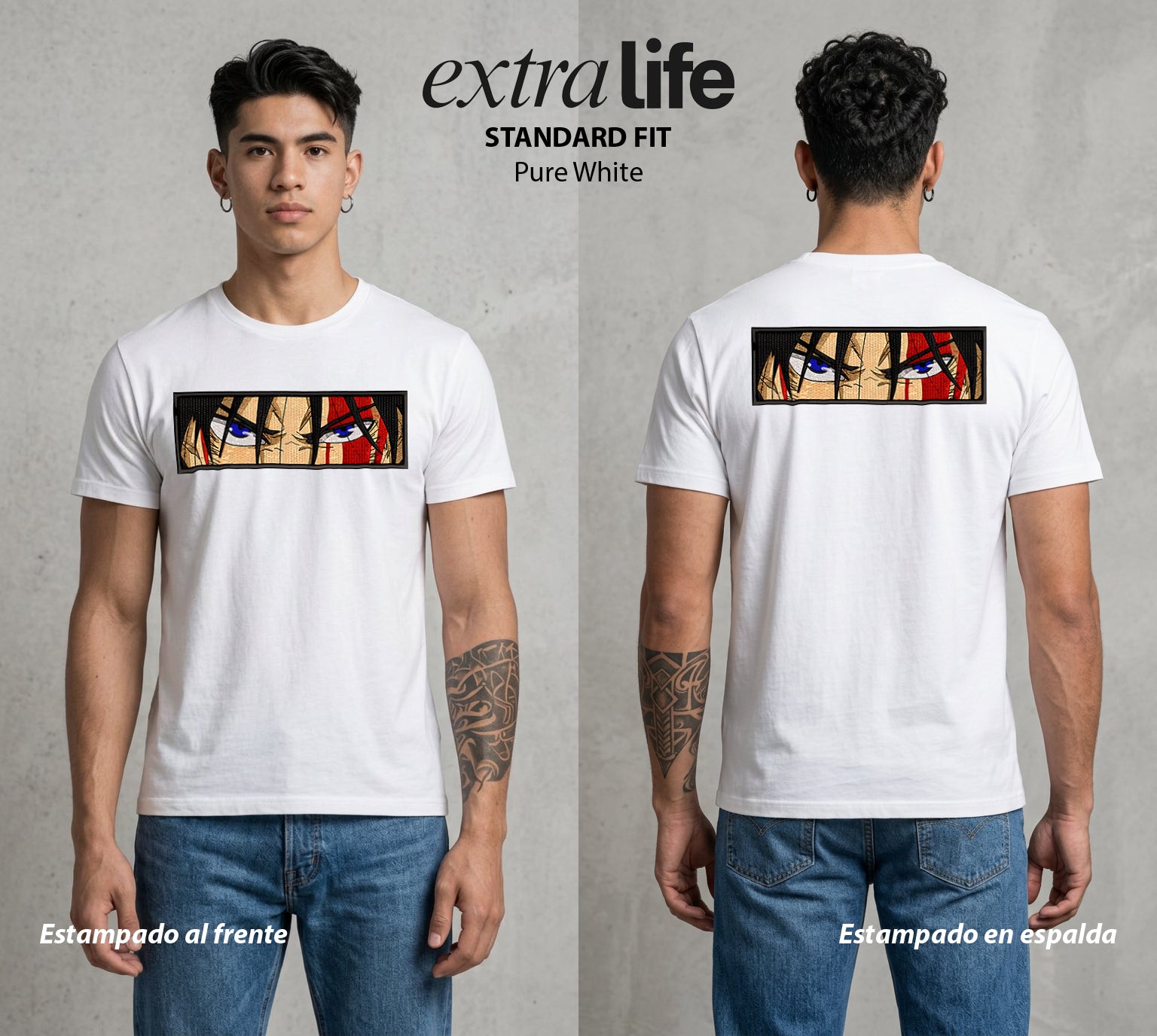 El Arte de las Maldiciones | Diez Sombras #04799 - Playera Standard Fit | Pure White - Foto en modelo