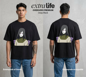 La Aldea Oculta | Serpiente Inmortal #04802 - Playera Oversized Premium | Deep Black - Foto en modelo