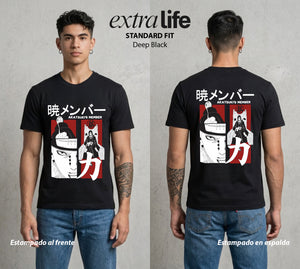 La Aldea Oculta | Dolor y Máscara #04803 - Playera Standard Fit | Deep Black - Foto en modelo