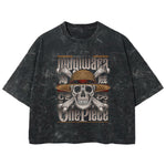 Playera streetwear premium de anime y gaming ExtraLife MX, corte boxy deluxe mineral wash heavyweight en color Acid Wash, moda urbana mexicana de culto.