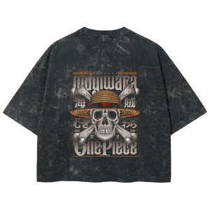 Playera streetwear premium de anime y gaming ExtraLife MX, corte boxy deluxe mineral wash heavyweight en color Acid Wash, moda urbana mexicana de culto.