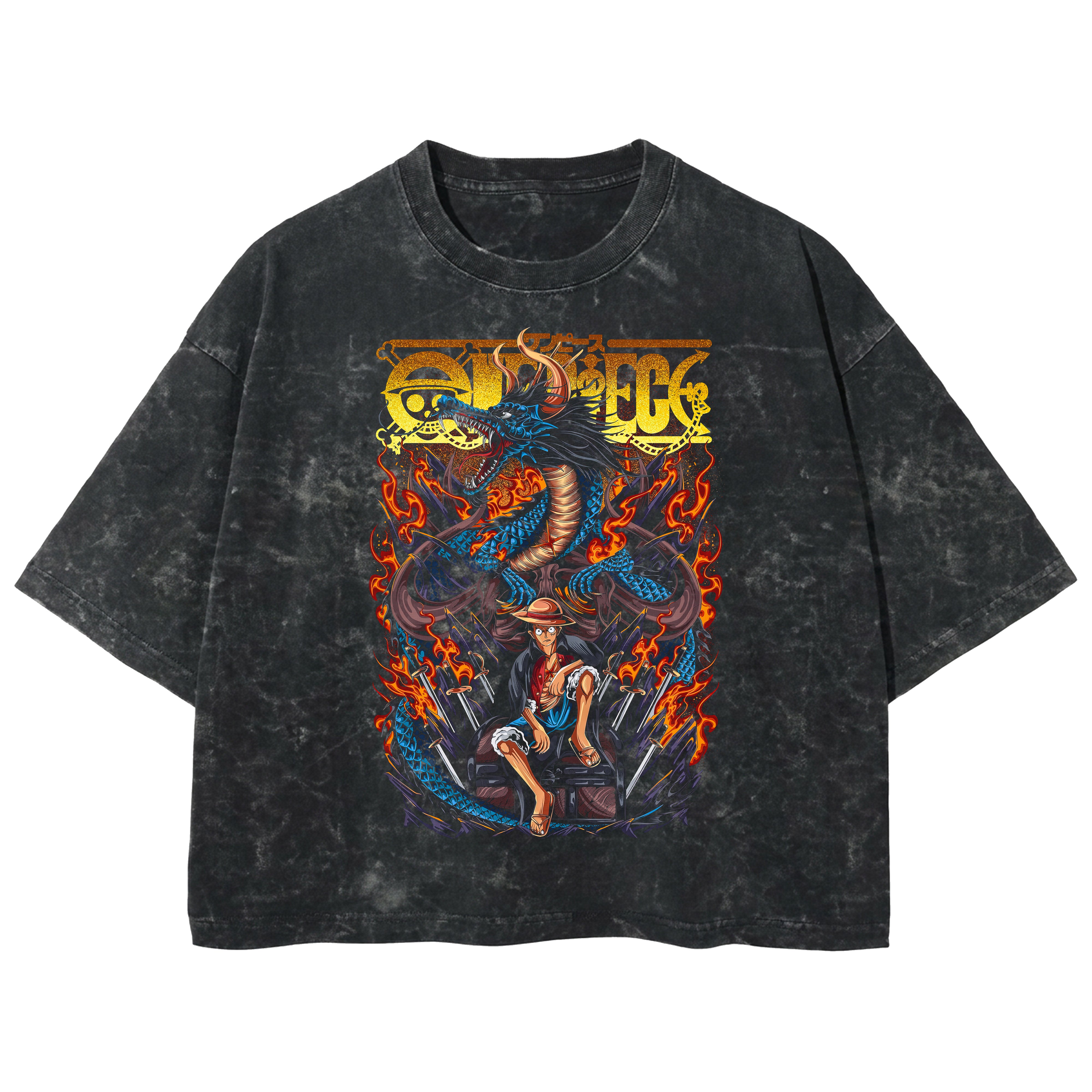 Playera streetwear premium de anime y gaming ExtraLife MX, corte boxy deluxe mineral wash heavyweight en color Acid Wash, moda urbana mexicana de culto.