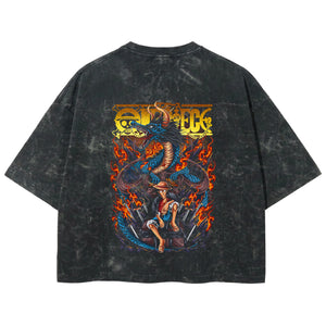 Playera streetwear premium de anime y gaming ExtraLife MX, corte boxy deluxe mineral wash heavyweight en color Acid Wash, moda urbana mexicana de culto.
