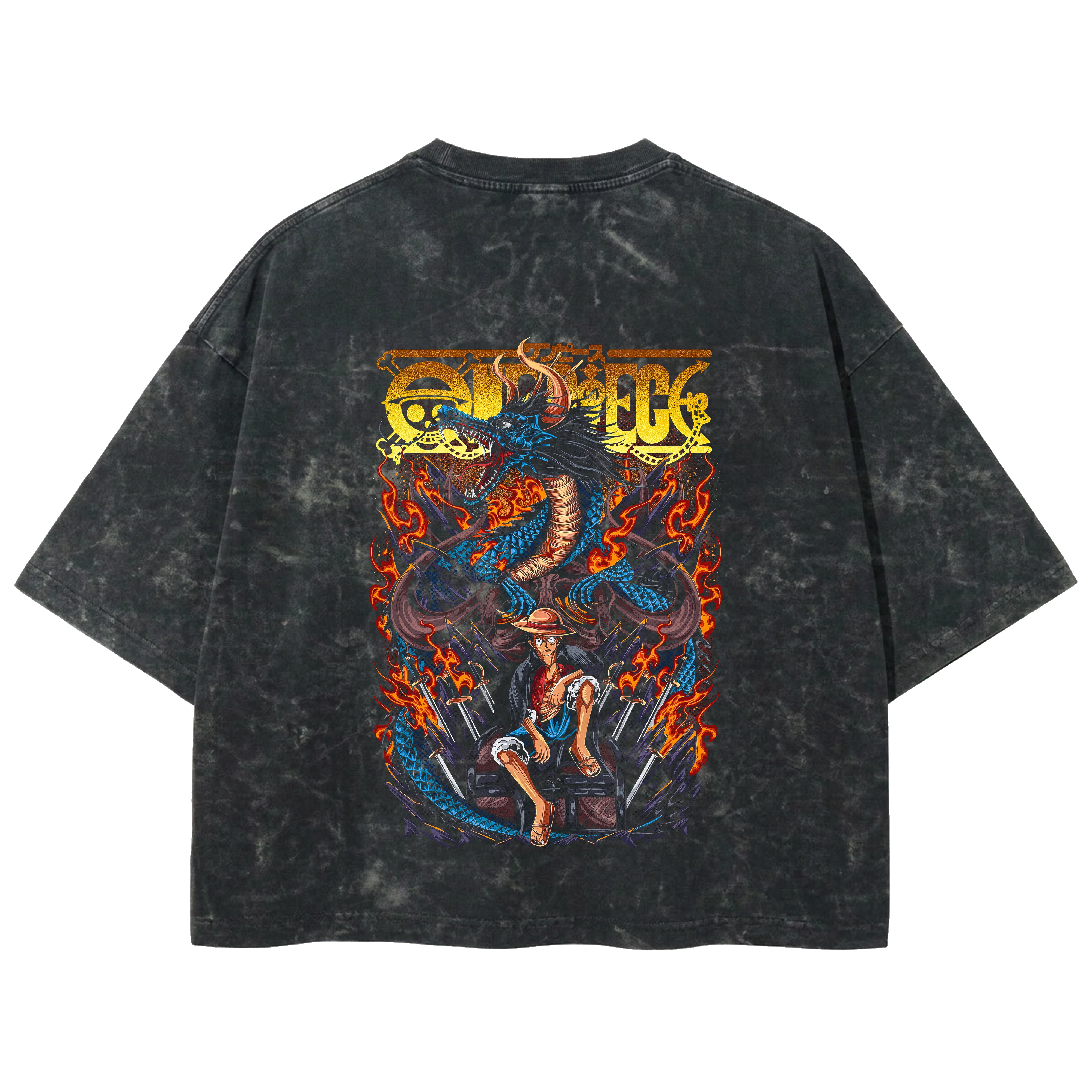 Playera streetwear premium de anime y gaming ExtraLife MX, corte boxy deluxe mineral wash heavyweight en color Acid Wash, moda urbana mexicana de culto.