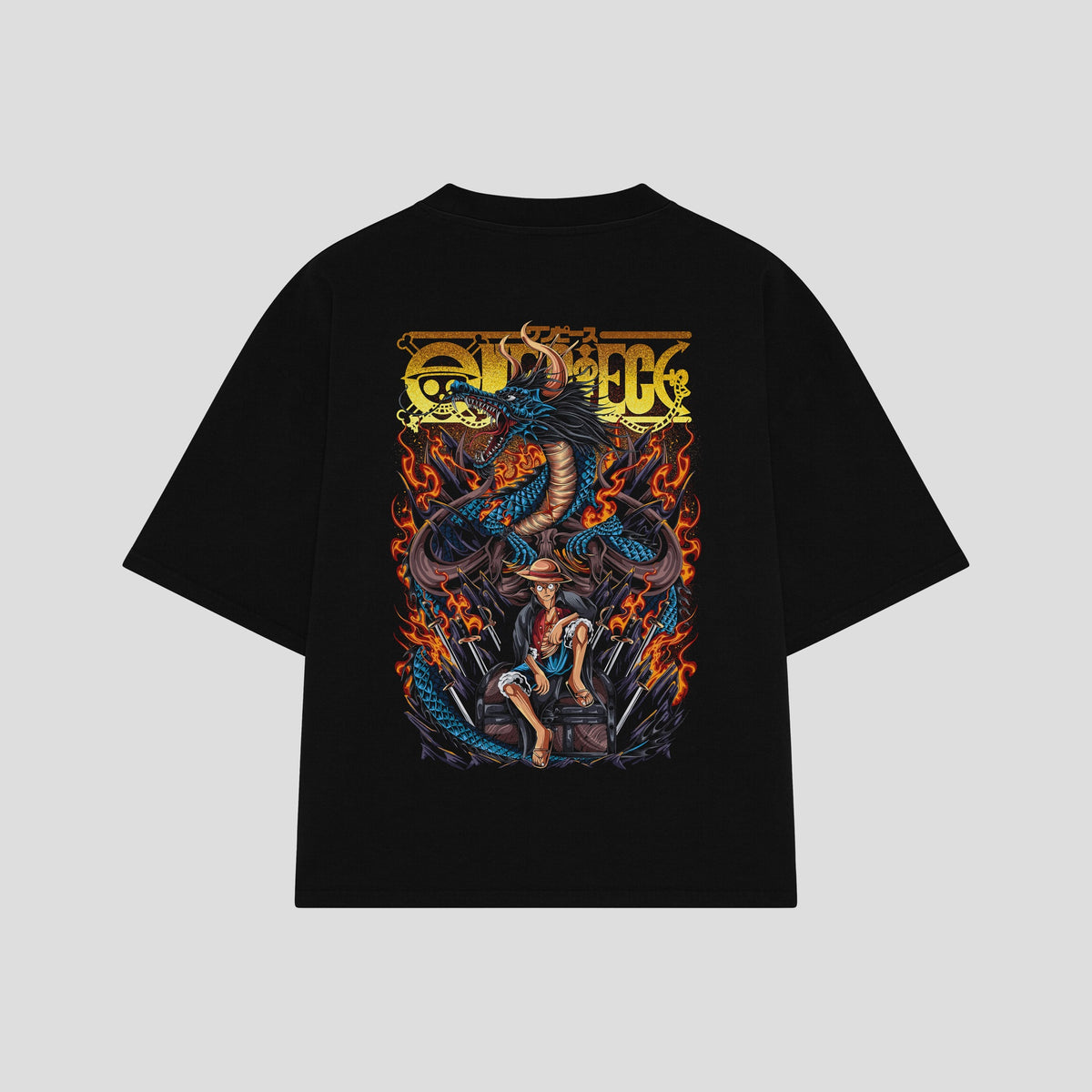 Playera streetwear premium de anime y gaming ExtraLife MX, corte oversized drop shoulder ligero y fresco en color Deep Black y Off-White, moda urbana mexicana de culto.