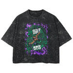 Playera streetwear premium de anime y gaming ExtraLife MX, corte boxy deluxe mineral wash heavyweight en color Acid Wash, moda urbana mexicana de culto.