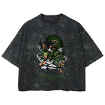 Playera streetwear premium de anime y gaming ExtraLife MX, corte boxy deluxe mineral wash heavyweight en color Acid Wash, moda urbana mexicana de culto.