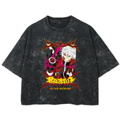Playera streetwear premium de anime y gaming ExtraLife MX, corte boxy deluxe mineral wash heavyweight en color Acid Wash, moda urbana mexicana de culto.