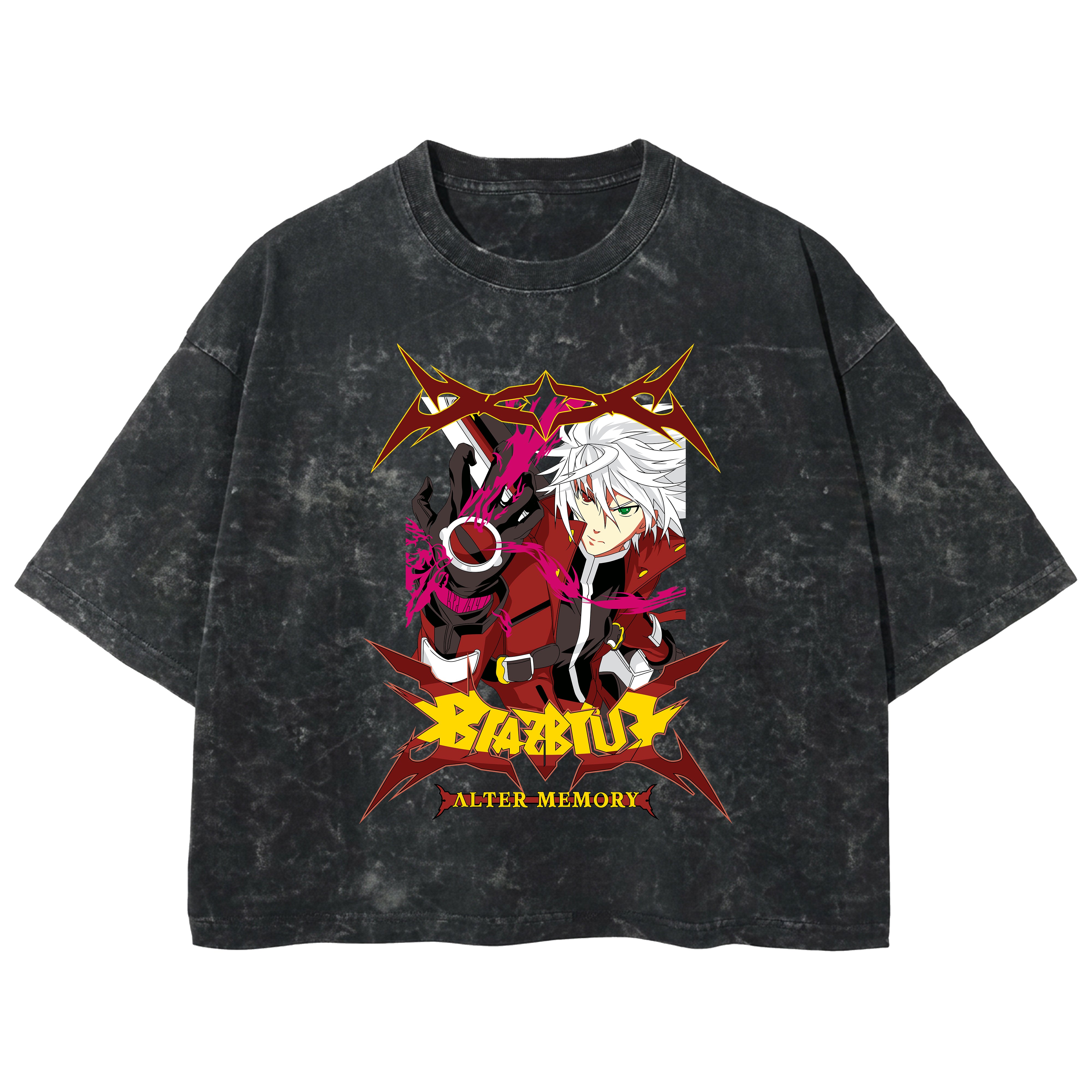 Playera streetwear premium de anime y gaming ExtraLife MX, corte boxy deluxe mineral wash heavyweight en color Acid Wash, moda urbana mexicana de culto.