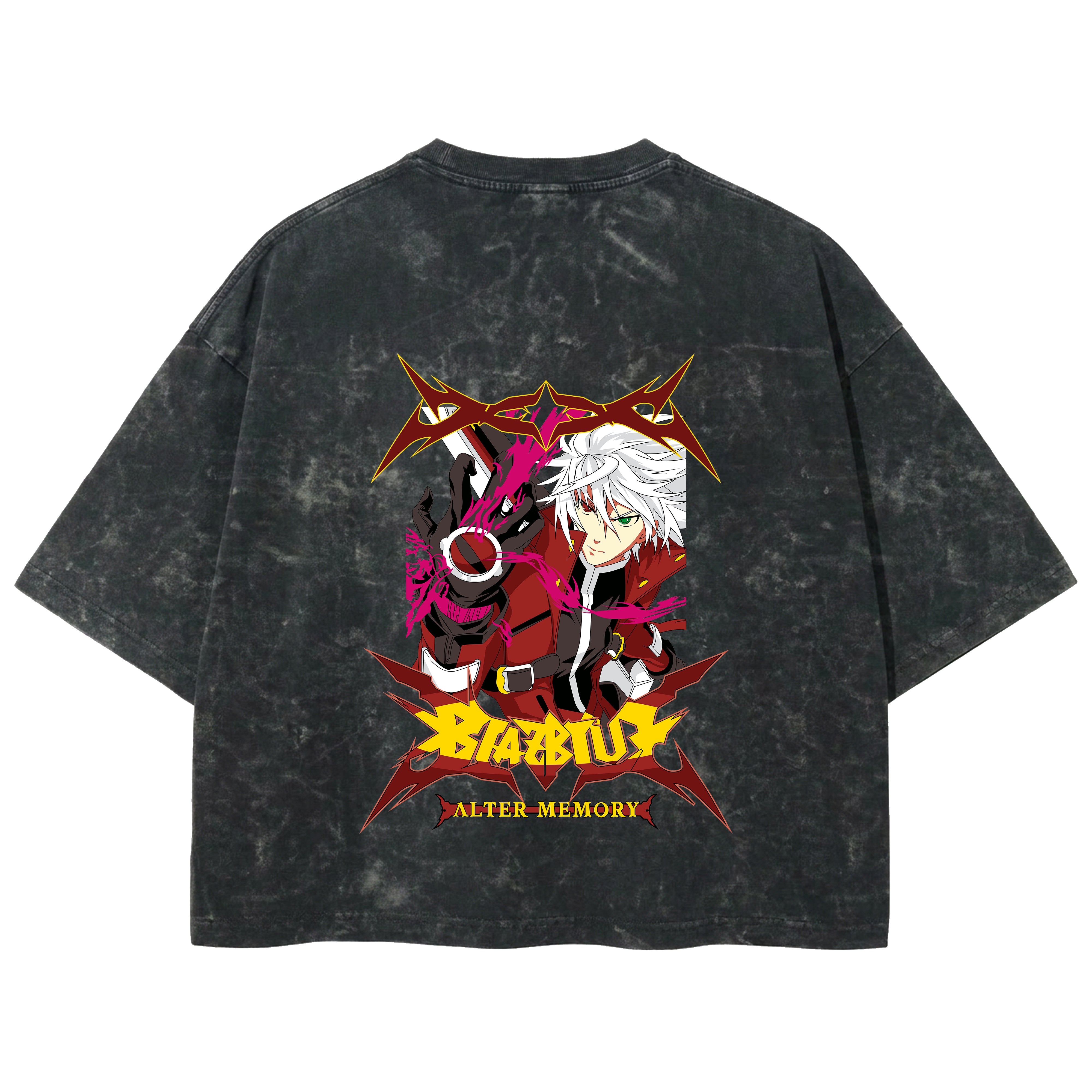 Playera streetwear premium de anime y gaming ExtraLife MX, corte boxy deluxe mineral wash heavyweight en color Acid Wash, moda urbana mexicana de culto.