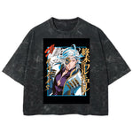Playera streetwear premium de anime y gaming ExtraLife MX, corte boxy deluxe mineral wash heavyweight en color Acid Wash, moda urbana mexicana de culto.