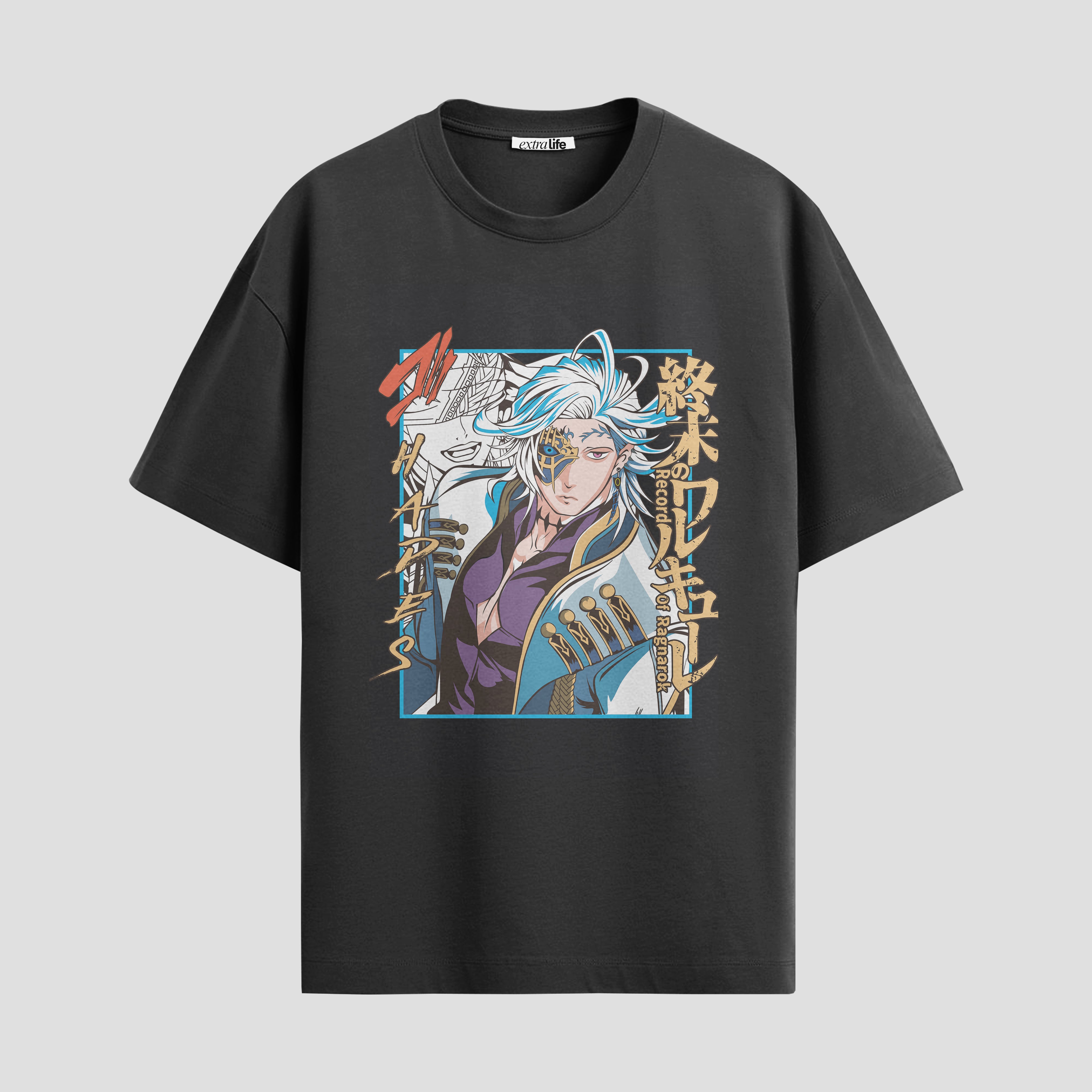 Playera urbana de anime y gaming ExtraLife MX, corte Standard Fit unisex ligero y transpirable en color Deep Black y Pure White, ropa de uso diario para gym y casual.