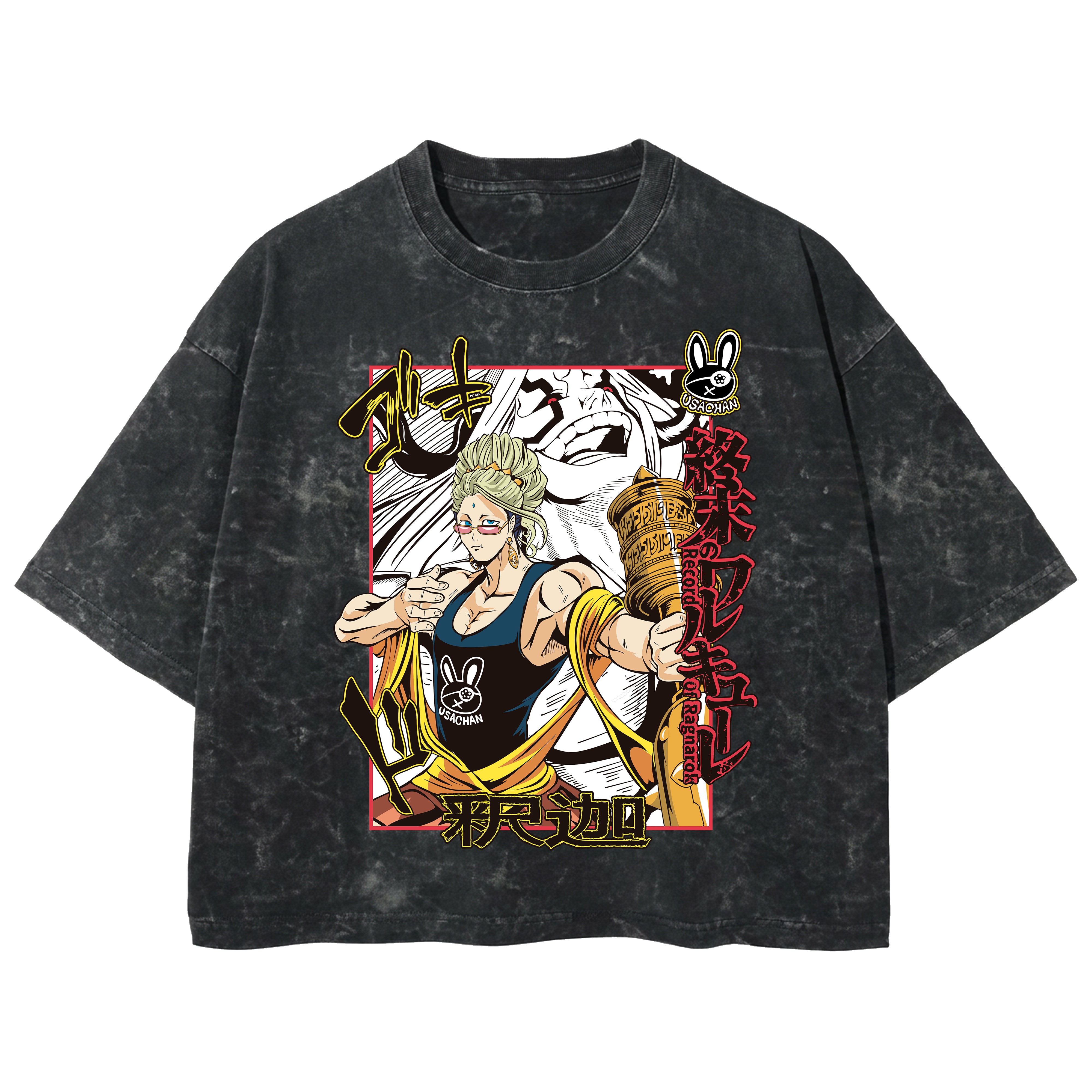 Playera streetwear premium de anime y gaming ExtraLife MX, corte boxy deluxe mineral wash heavyweight en color Acid Wash, moda urbana mexicana de culto.