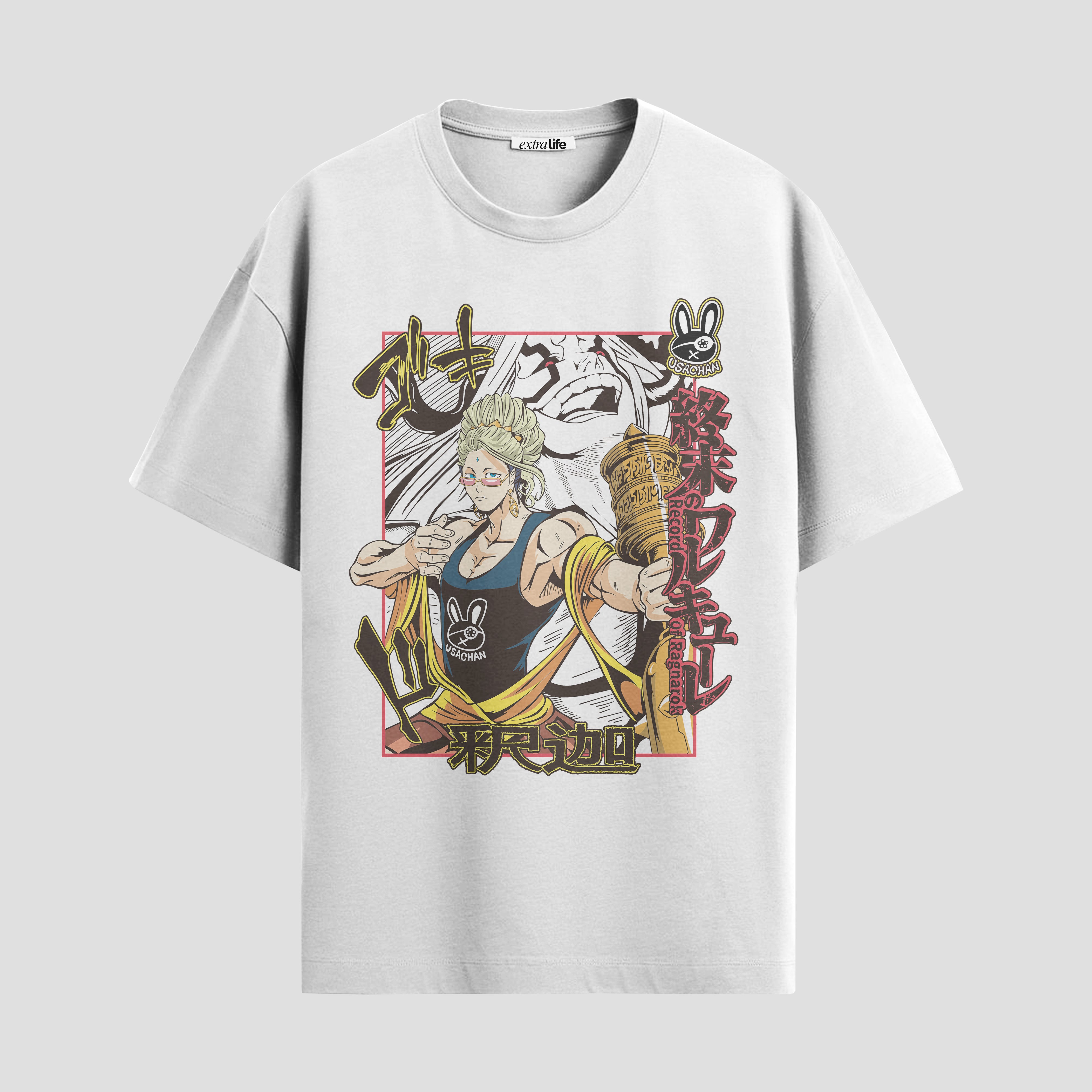 Playera urbana de anime y gaming ExtraLife MX, corte Standard Fit unisex ligero y transpirable en color Deep Black y Pure White, ropa de uso diario para gym y casual.
