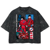 Playera streetwear premium de anime y gaming ExtraLife MX, corte boxy deluxe mineral wash heavyweight en color Acid Wash, moda urbana mexicana de culto.