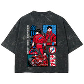 Playera streetwear premium de anime y gaming ExtraLife MX, corte boxy deluxe mineral wash heavyweight en color Acid Wash, moda urbana mexicana de culto.