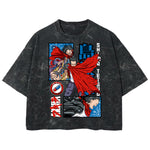 Playera streetwear premium de anime y gaming ExtraLife MX, corte boxy deluxe mineral wash heavyweight en color Acid Wash, moda urbana mexicana de culto.