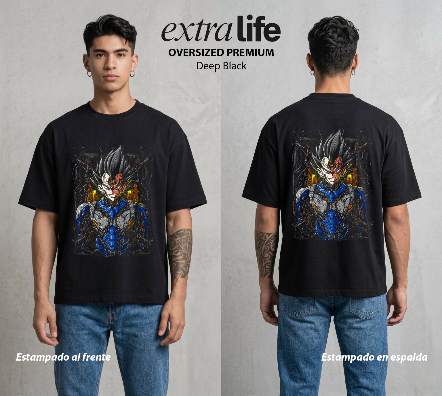 El Poder de las Esferas | Príncipe Mecanizado #04820 - Playera Oversized Premium | Deep Black - Foto en modelo