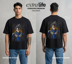 El Poder de las Esferas | Príncipe Mecanizado #04820 - Playera Oversized Premium | Deep Black - Foto en modelo